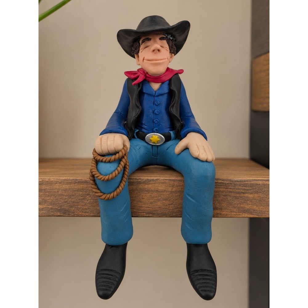 D Manning Limited Edition Cowboy Shelf Sitter Figurine Western Lasso Resin Art